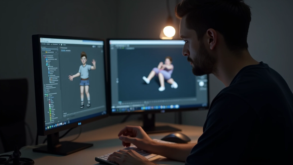 Een animator aan het werk in ons studiocomplexe met geavanceerde softwaretools